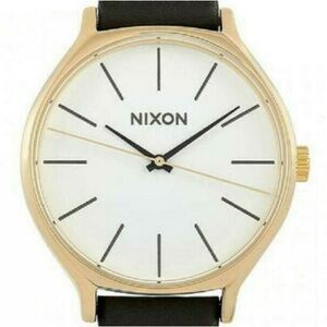 Nixon Gold Case Watch with Black Leather Strap